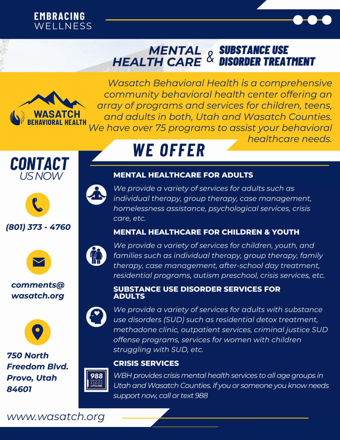 Flyer - Wasatch Behavioral Health